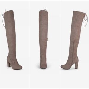 Over the knee suede brown boots